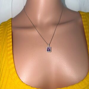 Elegant Silver and Purple Pendant Necklace